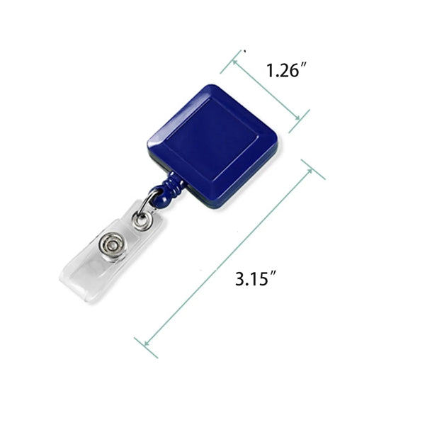 Retractable Square Badge Reel With Clip Holder
