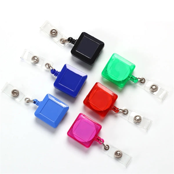 Retractable Square Badge Reel With Clip Holder