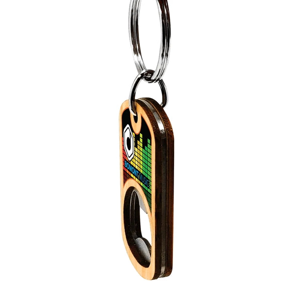 Bamboo Bottle Opener Key Tag - Full Color graphic