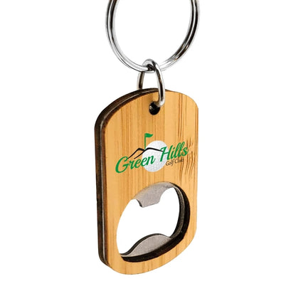 Bamboo Bottle Opener Key Tag - Full Color graphic