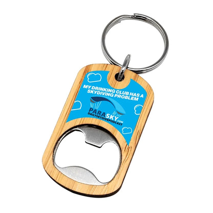 Bamboo Bottle Opener Key Tag - Full Color graphic