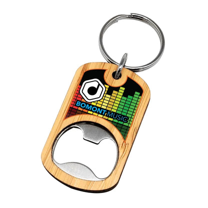 Bamboo Bottle Opener Key Tag - Full Color graphic