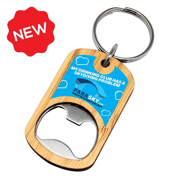 Bamboo Bottle Opener Key Tag - Full Color graphic