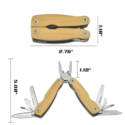 Personalized Multi-Function Pocket Pliers with Wooden Handle