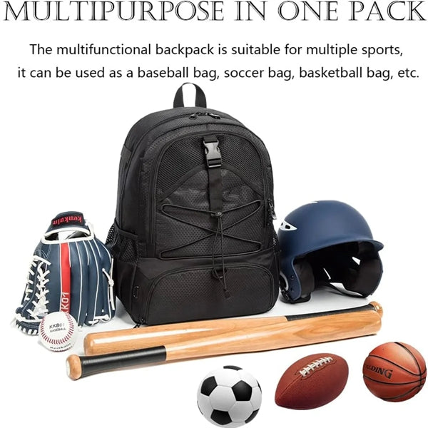 Backpack Can Hold Sports Gear Such As Helmet Basketball