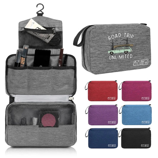 HEATHERED HANGING TOILETRY BAG ( 9" x 7" x 3" )