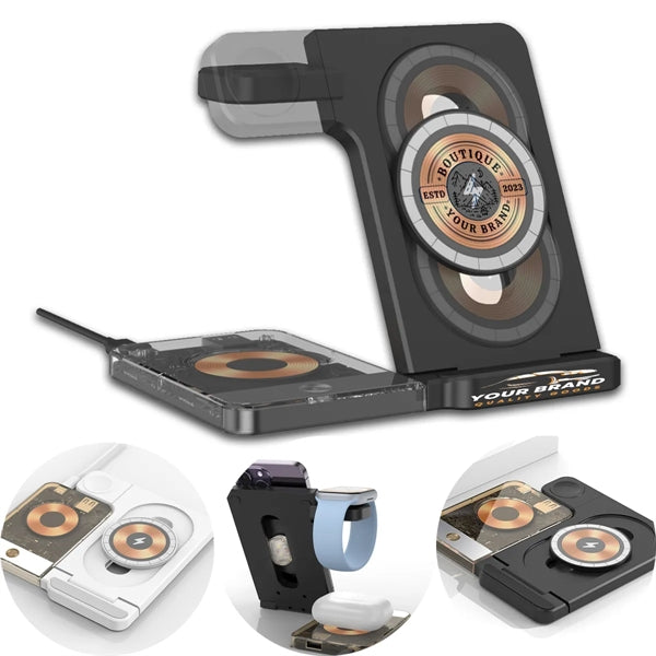 3 in 1 Foldable Magnetic Wireless Charger with Night Light