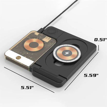 3 in 1 Foldable Magnetic Wireless Charger with Night Light