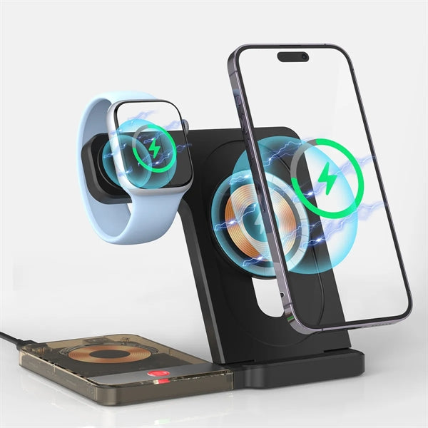 3 in 1 Foldable Magnetic Wireless Charger with Night Light