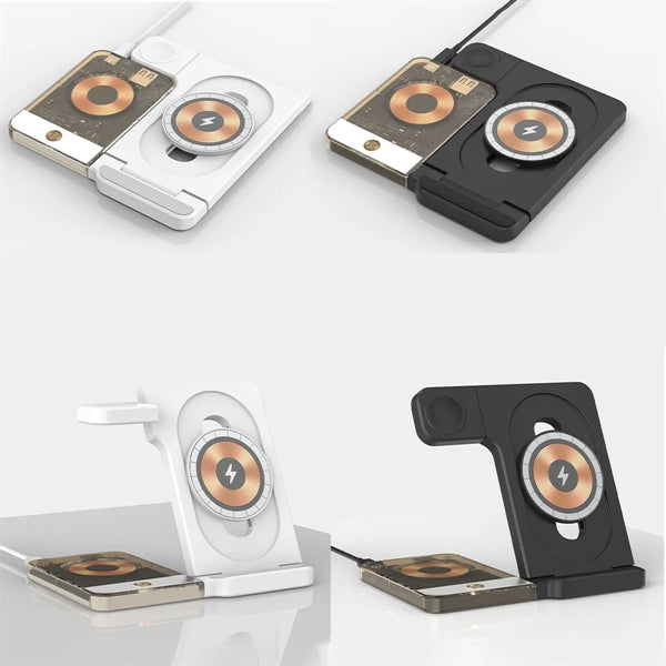 3 in 1 Foldable Magnetic Wireless Charger with Night Light