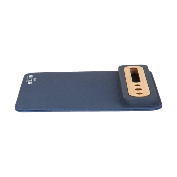PU Mousepad w/ Bamboo Phone & Pen Holder