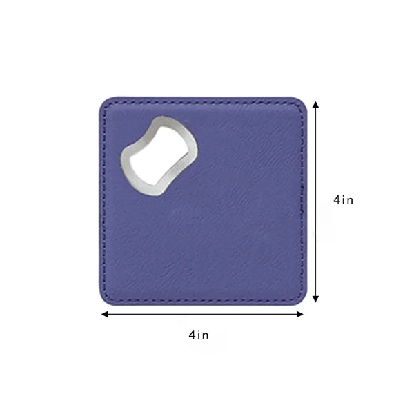 Custom Engraved Leatherette Coaster With Bottle Opener