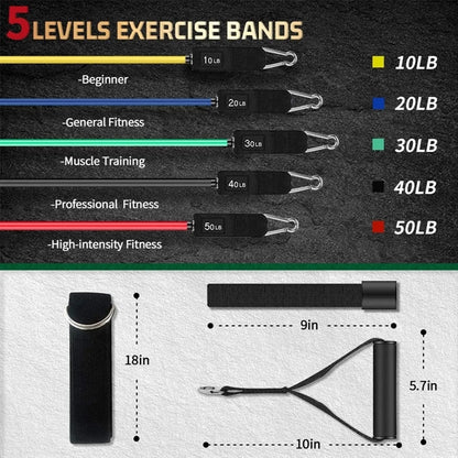 Unisex Home Adjustable Resistance Exercise Workout Bands