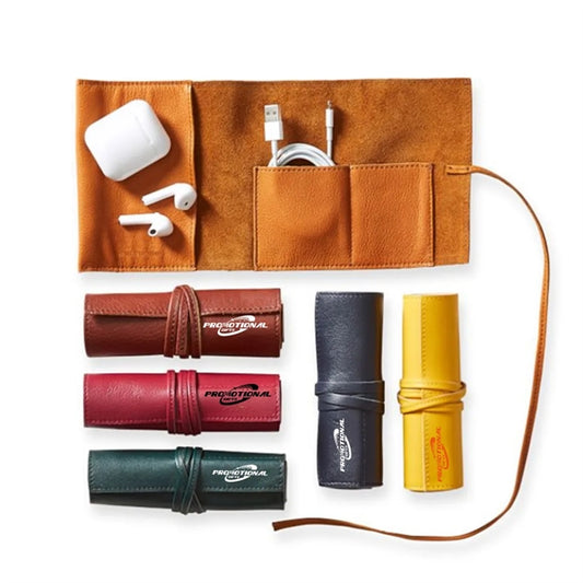 Custom Leather Organizer Cable Roll Bag