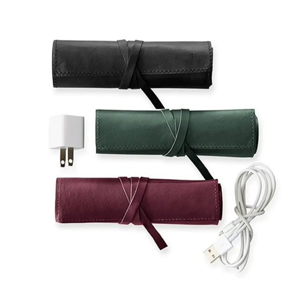 Custom Leather Organizer Cable Roll Bag