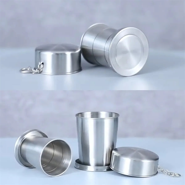 Outdoor Travel Stainless Steel Collapsible Cup  Keychain