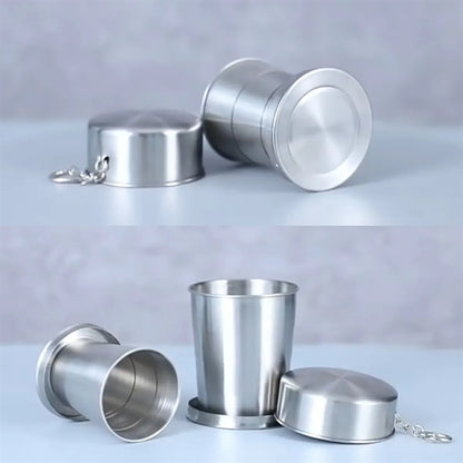 Outdoor Travel Stainless Steel Collapsible Cup  Keychain