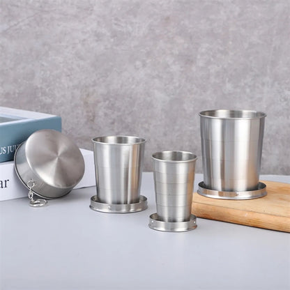 Outdoor Travel Stainless Steel Collapsible Cup  Keychain