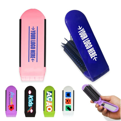 Colorful Portable Folding with Mirror Hair Comb