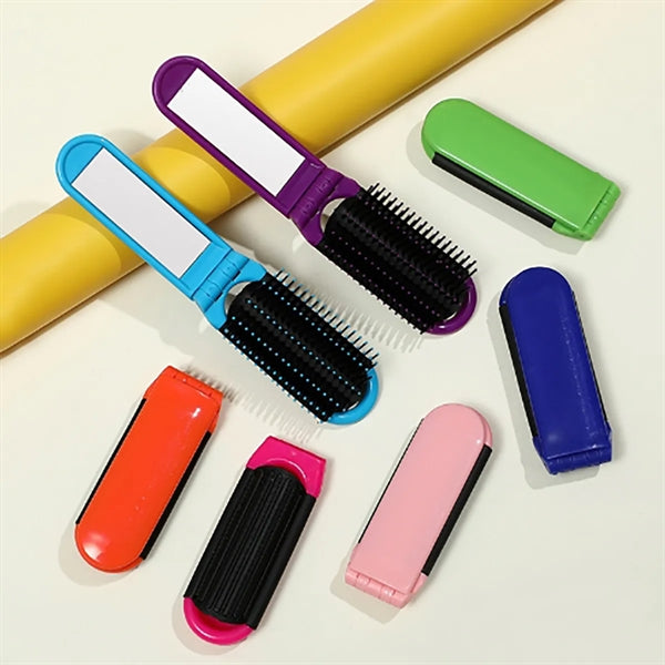 Colorful Portable Folding with Mirror Hair Comb
