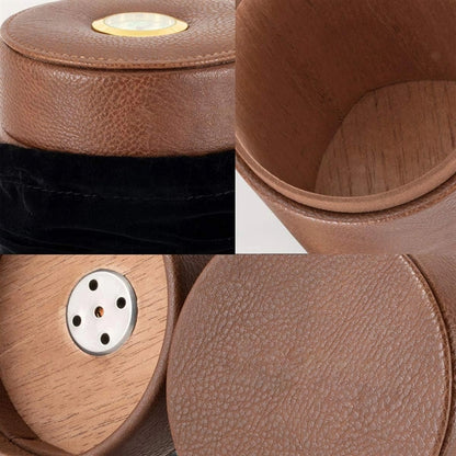 Portable Leather Cigar Humidor Case Jar For Travel Business