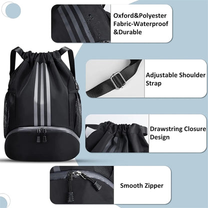 Drawstring Waterproof Basketball Soccer Sports Gym Backpack