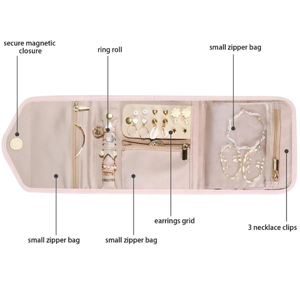 Travel Jewelry Organizer Case Foldable Roll