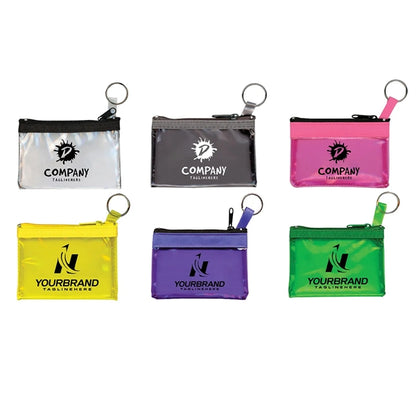 Custom Logo Durable Zippered Translucent Pouch With Key Ring