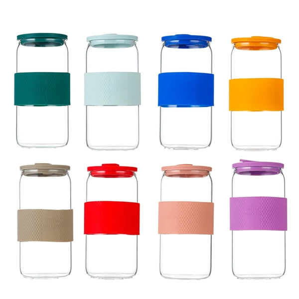 16oz Can Shaped Glass Cups with Silicone Sleeve