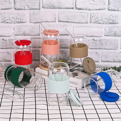 16oz Can Shaped Glass Cups with Silicone Sleeve