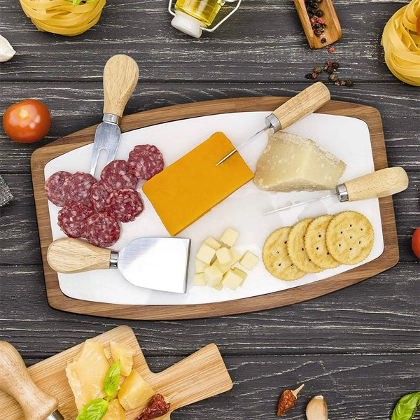 Wooden Handle Stainless Steel Cheese Knife Tools 4 Set