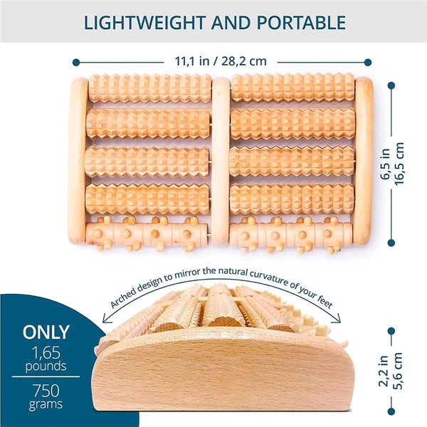 5 Roll Wooden Roller Relaxation Stress Relief Foot Massager