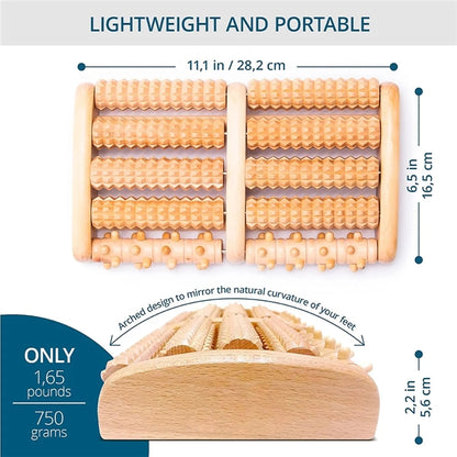 5 Roll Wooden Roller Relaxation Stress Relief Foot Massager