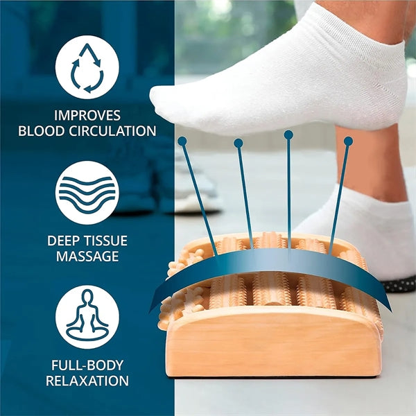 5 Roll Wooden Roller Relaxation Stress Relief Foot Massager