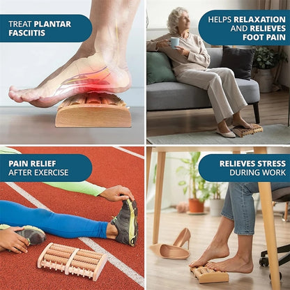 5 Roll Wooden Roller Relaxation Stress Relief Foot Massager