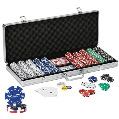 500 Striped Dice Chips Poker Set With Aluminum Case