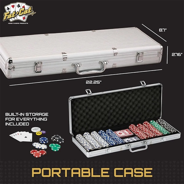 500 Striped Dice Chips Poker Set With Aluminum Case