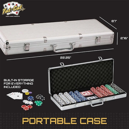 500 Striped Dice Chips Poker Set With Aluminum Case