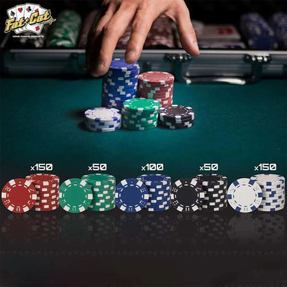 500 Striped Dice Chips Poker Set With Aluminum Case