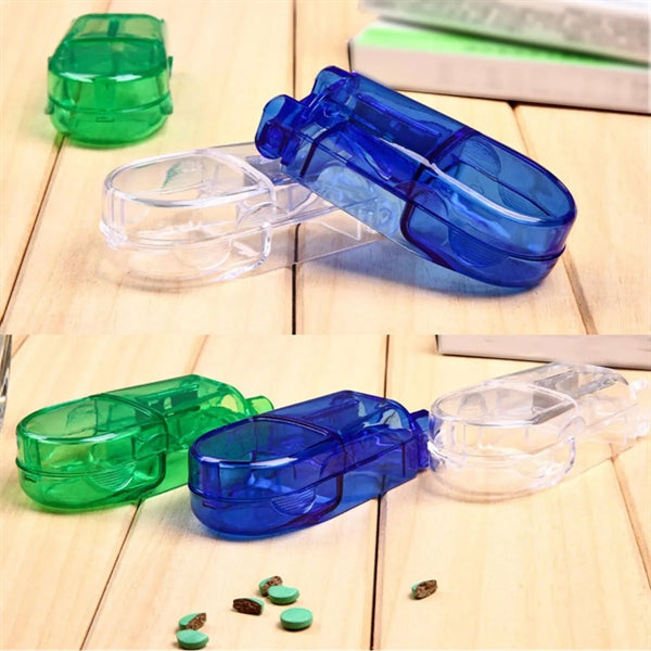 Portable Tablet Cutter with Blade and Storage Compartment