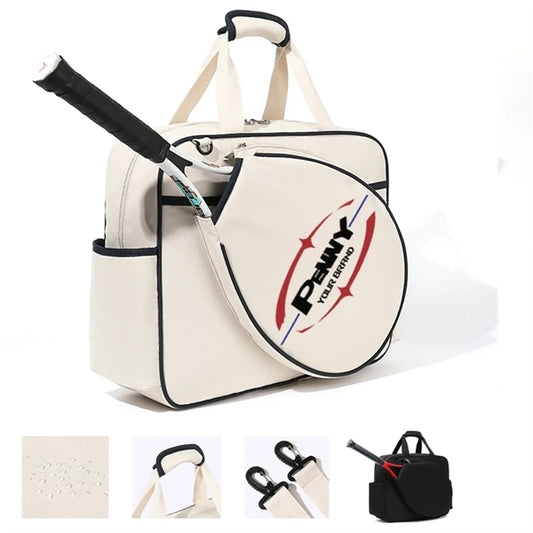Wipeable Tennis Racket Shoulder Pickleball Gym Tote Bag