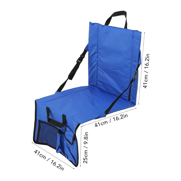 Folding Stadium Seat Cushion With Back Support Cup Holder