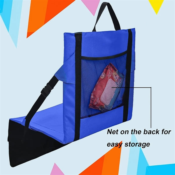 Folding Stadium Seat Cushion With Back Support Cup Holder