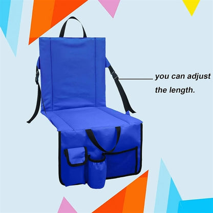 Folding Stadium Seat Cushion With Back Support Cup Holder