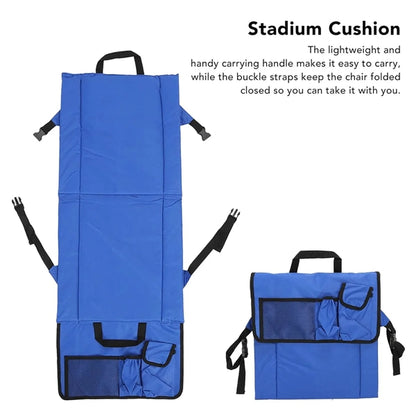 Folding Stadium Seat Cushion With Back Support Cup Holder
