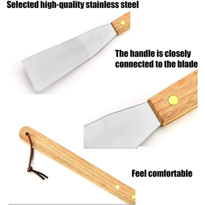 Outdoor Picnic Camping Wooden Handle Stainless Steel BBQ Set