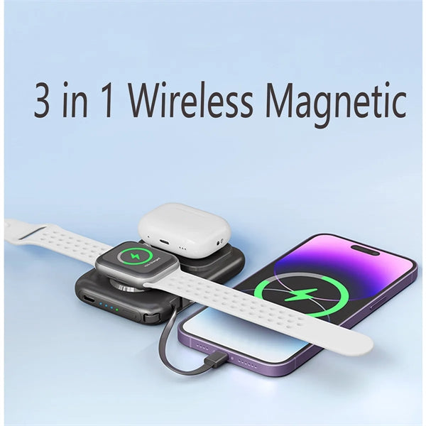 3 In 1 5000mAh Portable Power Bank With Built In Cables