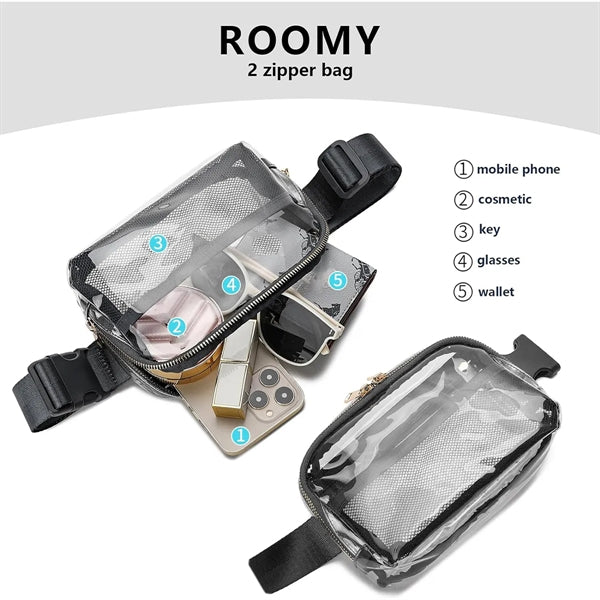 Stadium Approved Unisex Clear Fanny Pack Crossbody Bags