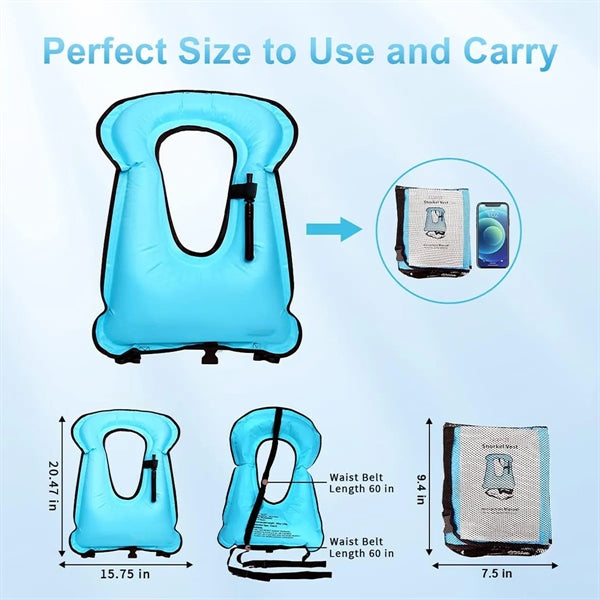 Durable Adjustable Diving Swimming Inflatable Snorkel Vest