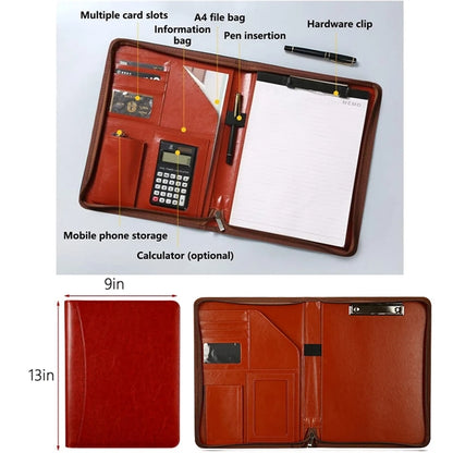 Portable Leather Business Organizer Folder Gift With Binder